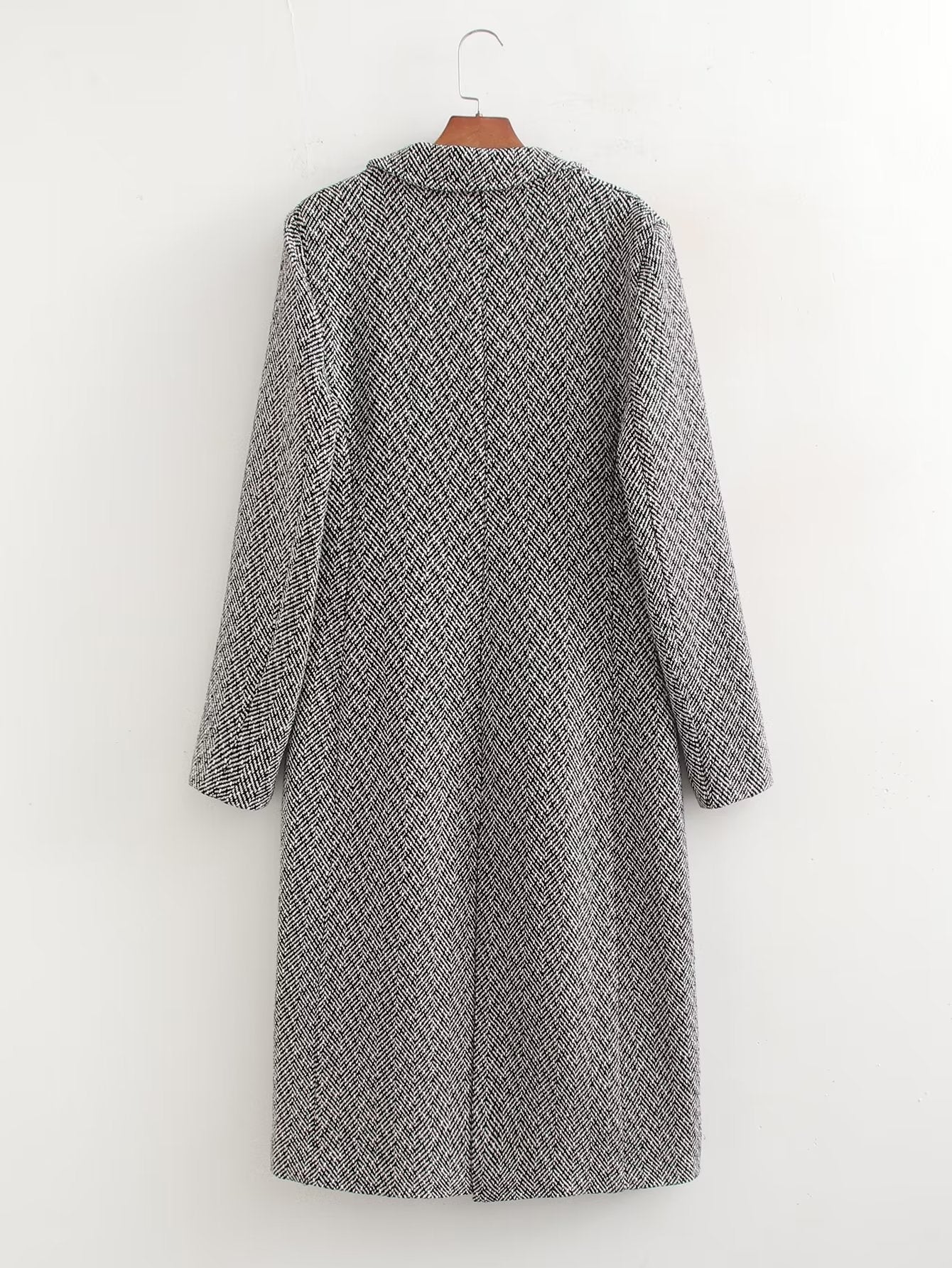 Herringbone Woolen Loose Coat