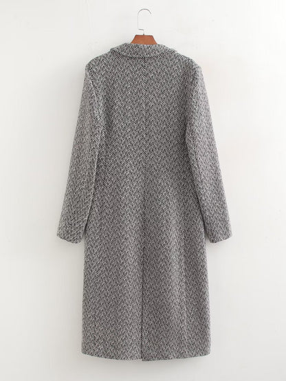 Herringbone Woolen Loose Coat