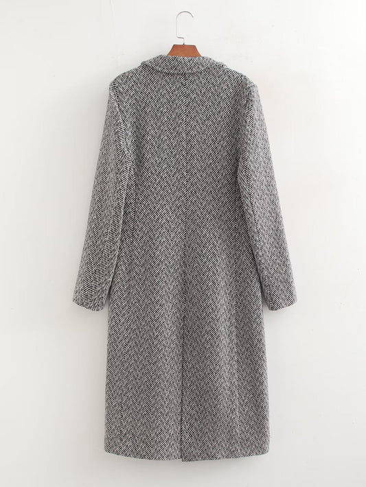 Herringbone Woolen Loose Coat