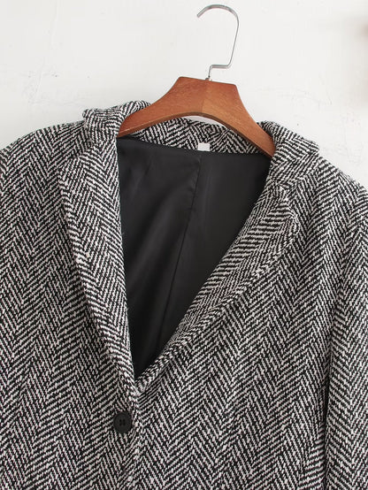 Herringbone Woolen Loose Coat