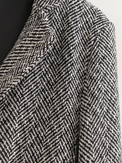 Herringbone Woolen Loose Coat