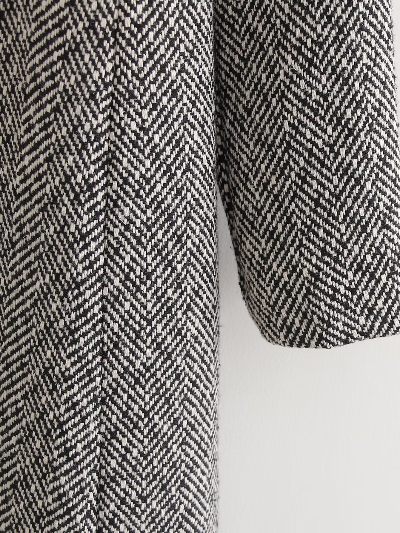 Herringbone Woolen Loose Coat