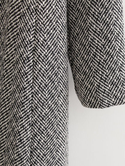 Herringbone Woolen Loose Coat