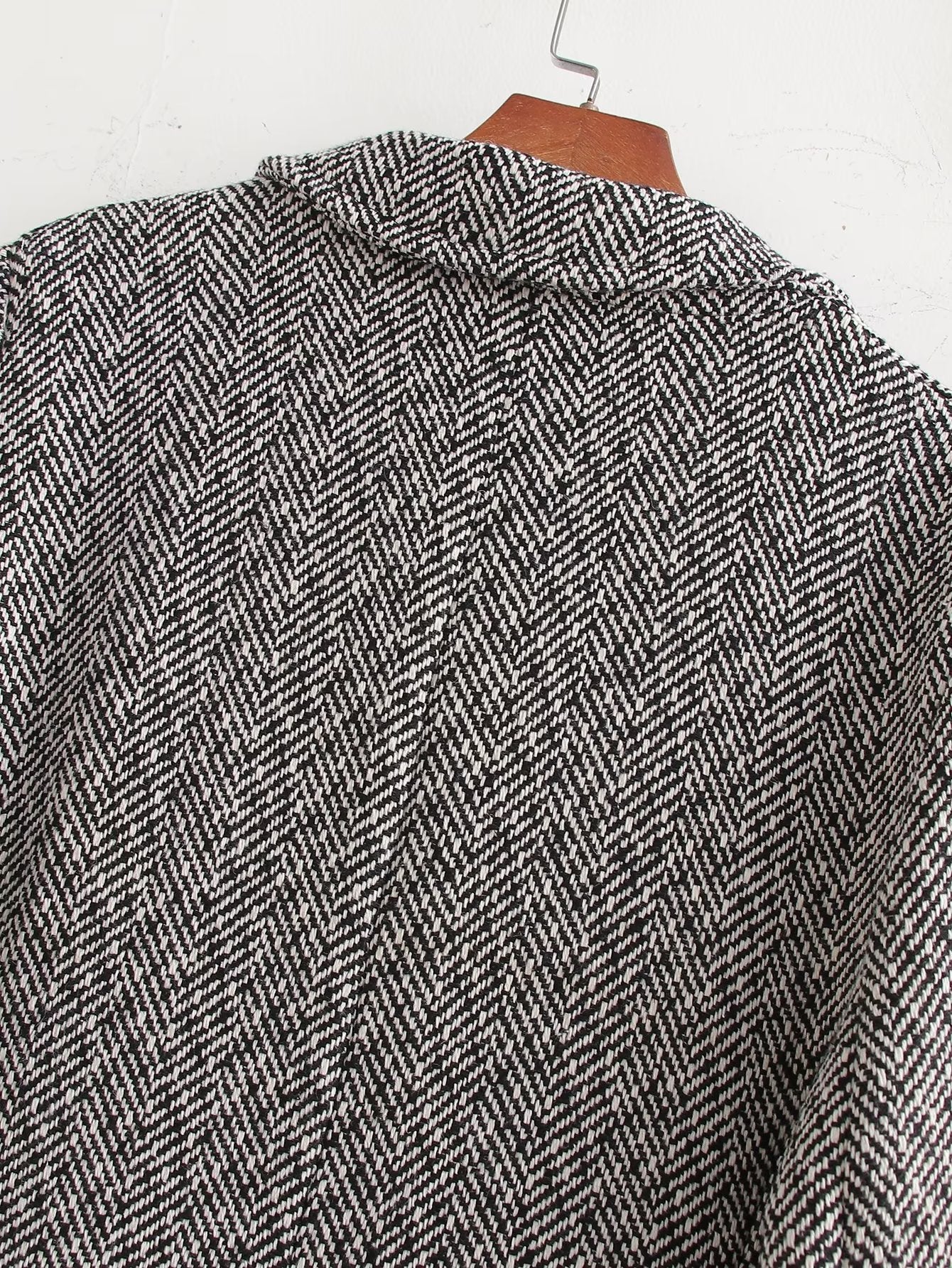 Herringbone Woolen Loose Coat