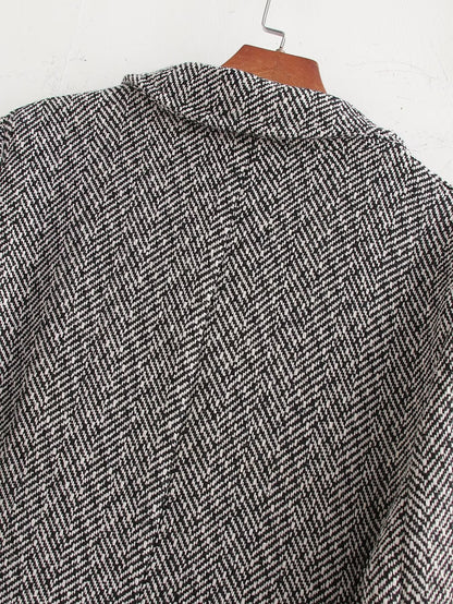 Herringbone Woolen Loose Coat