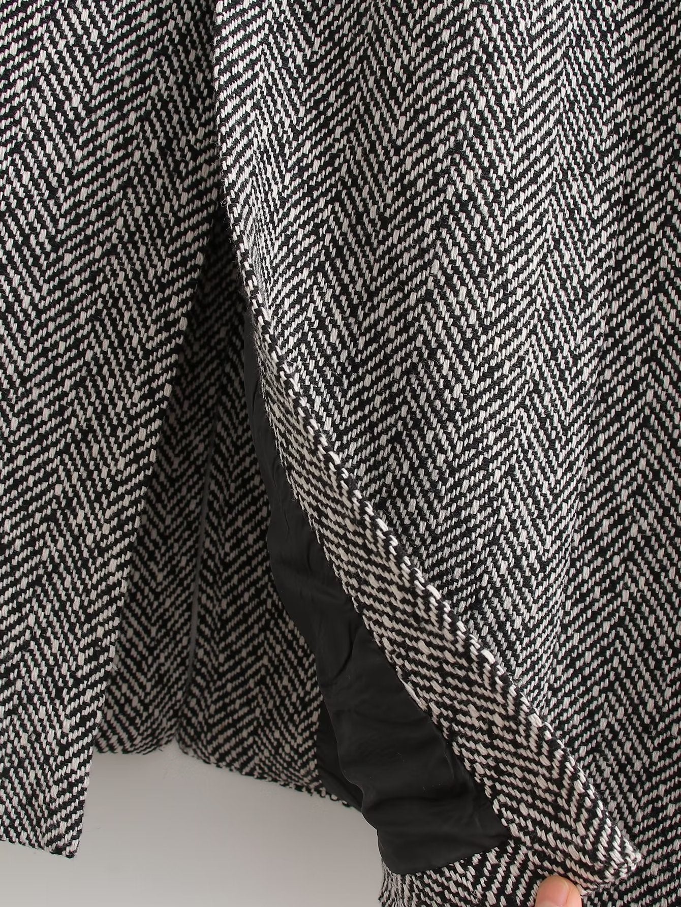 Herringbone Woolen Loose Coat