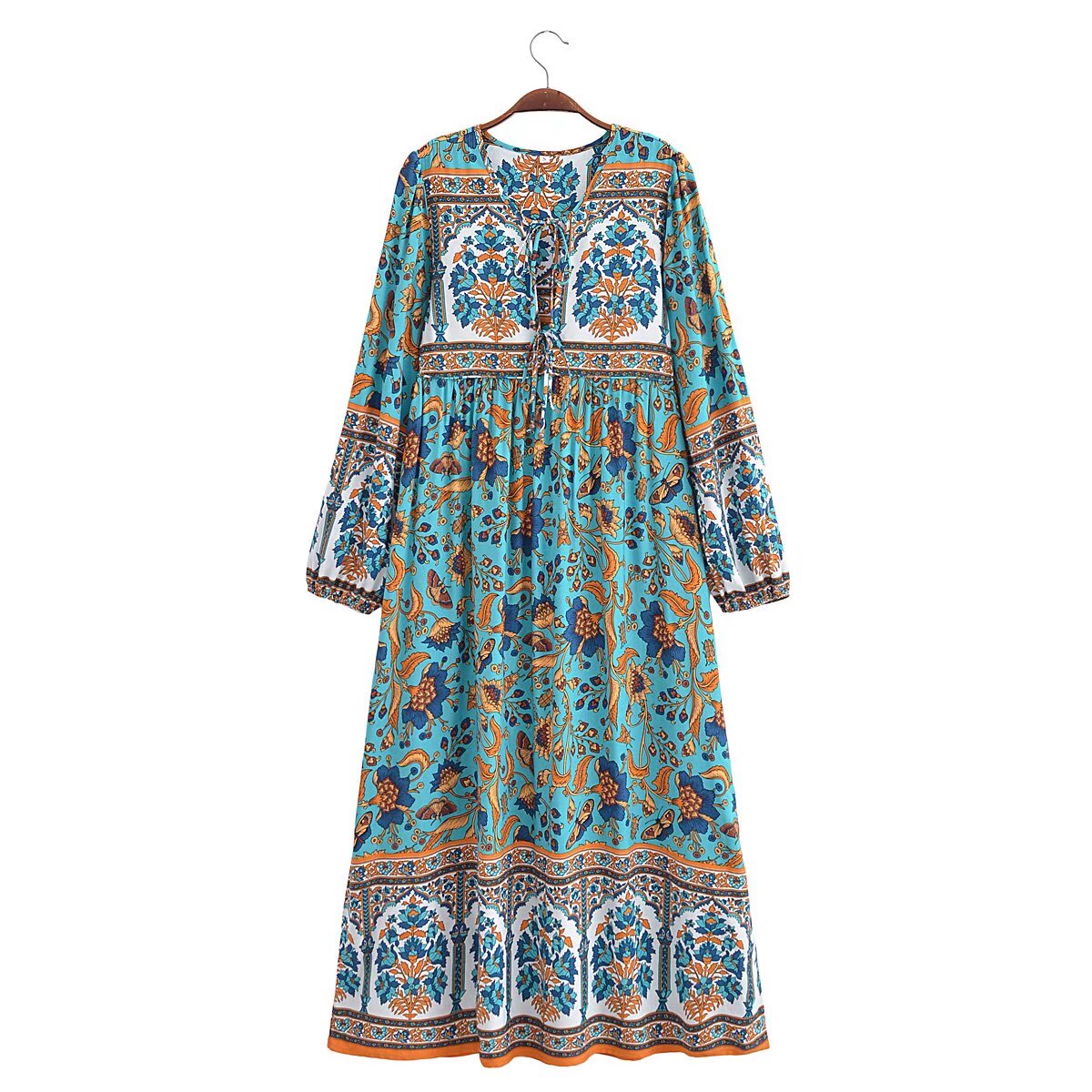 A Line Printed Maxi Dress