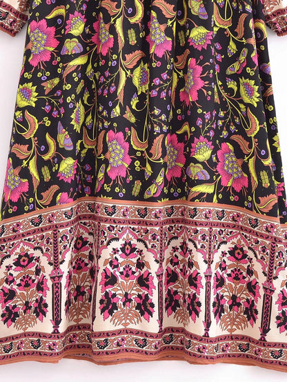 A Line Printed Maxi Dress