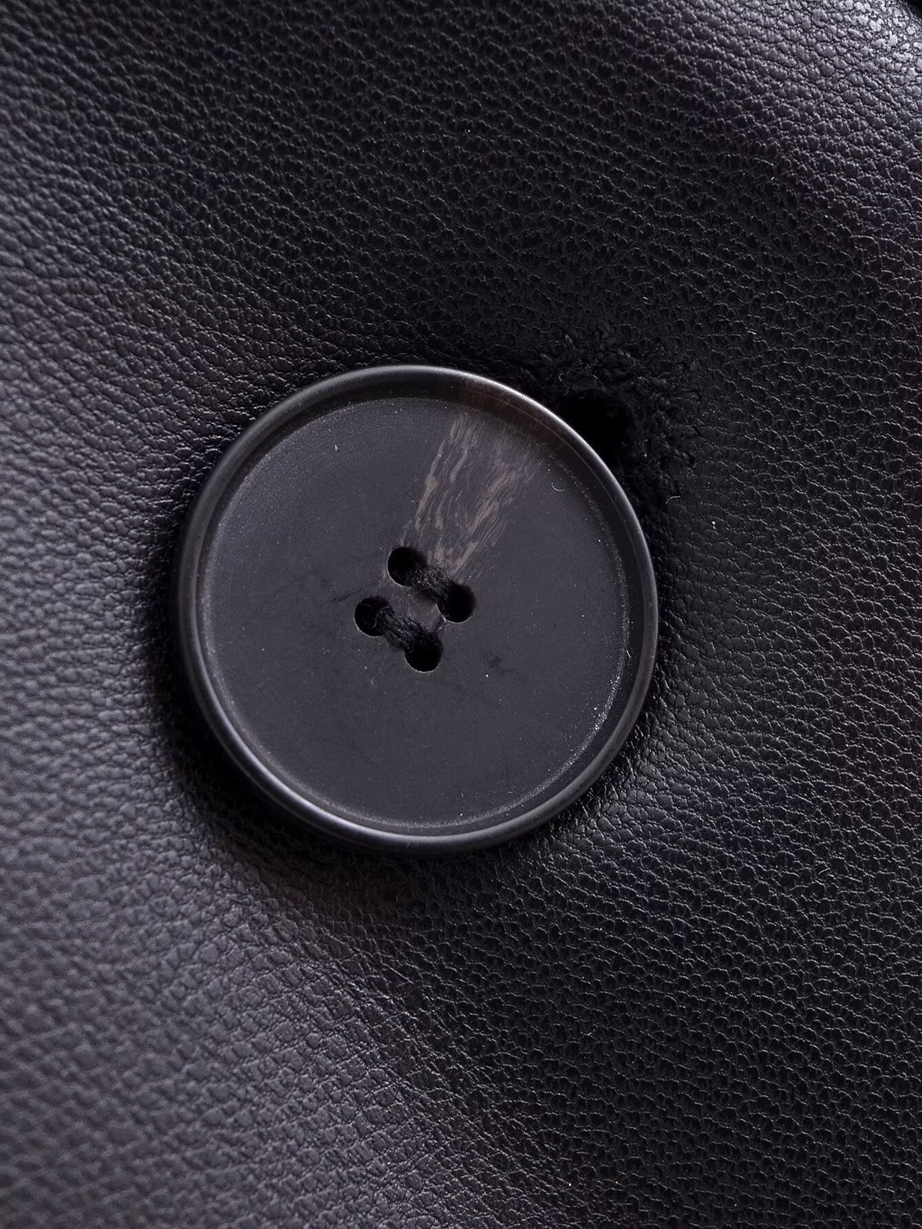 Faux Leather Long Sleeve Overcoat