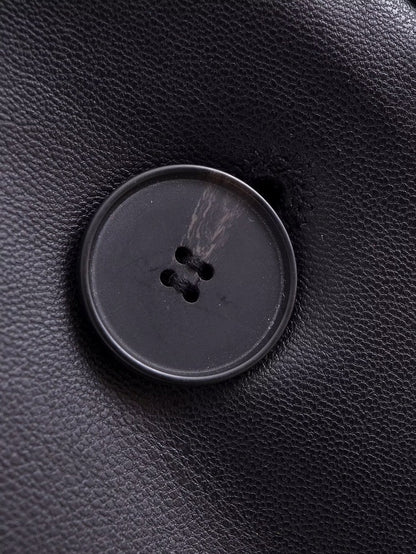 Faux Leather Long Sleeve Overcoat