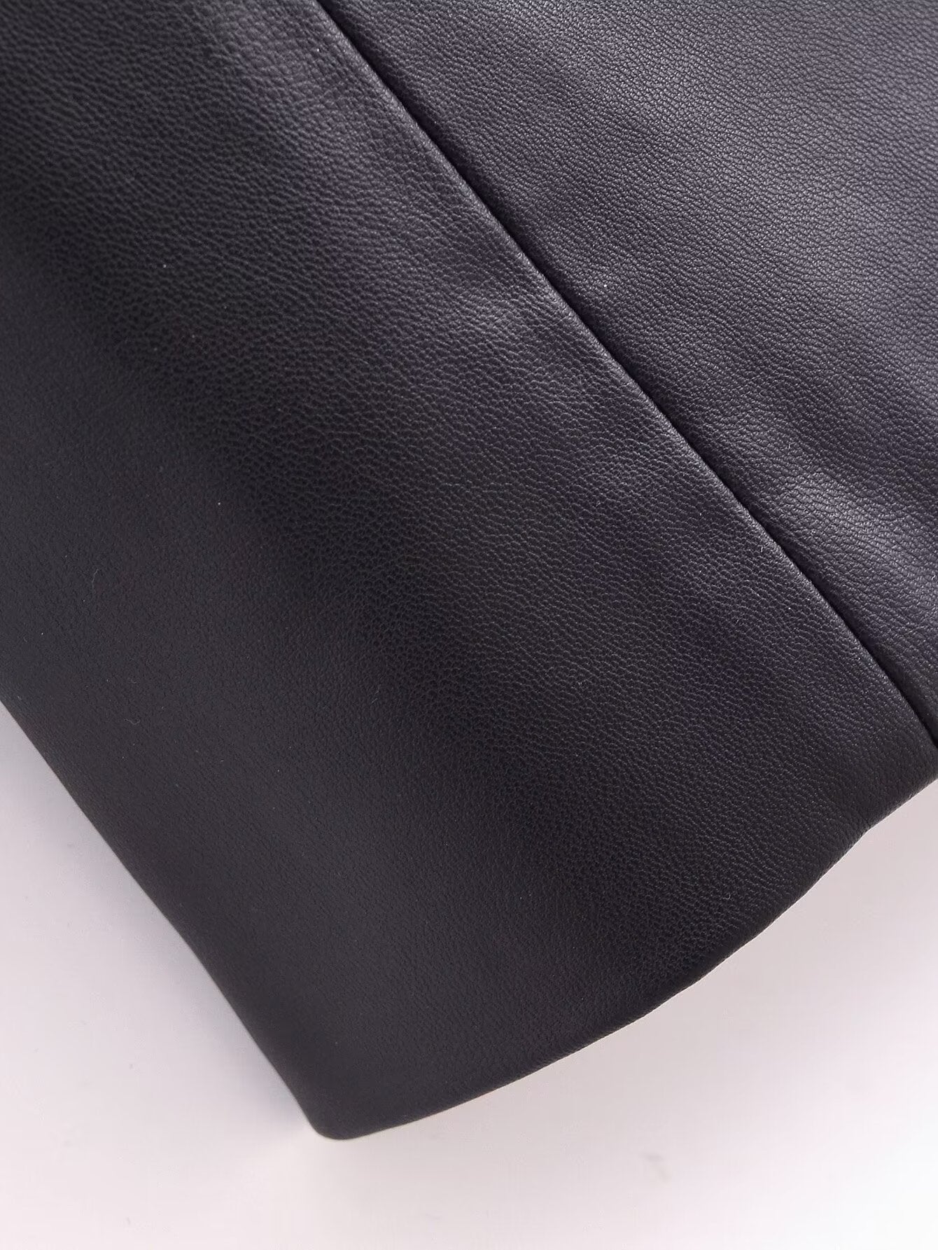 Faux Leather Long Sleeve Overcoat