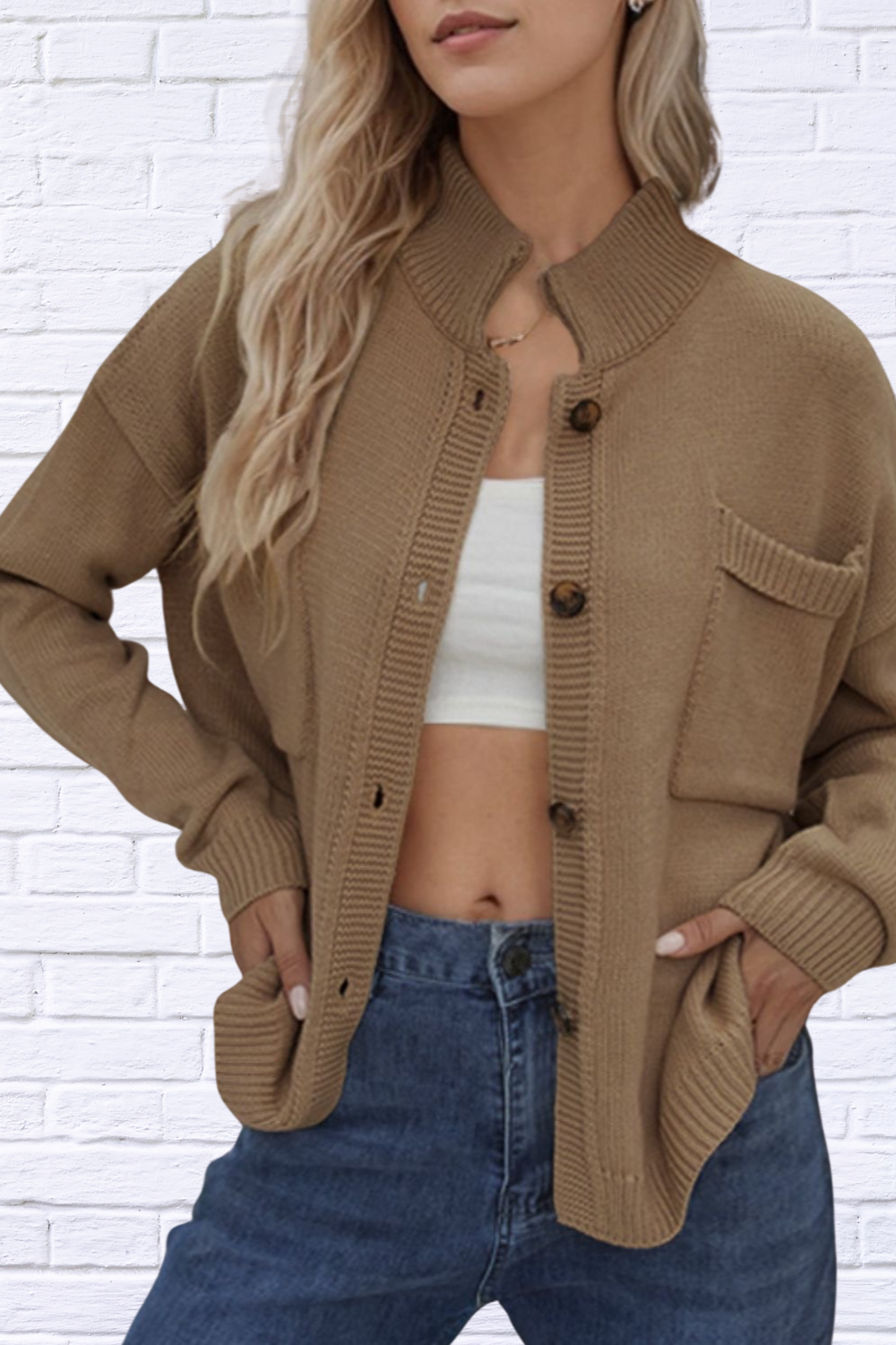 Button Up Long Sleeve Cardigan