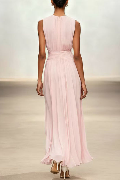 Crewneck Sleeveless High Waist Maxi Dress