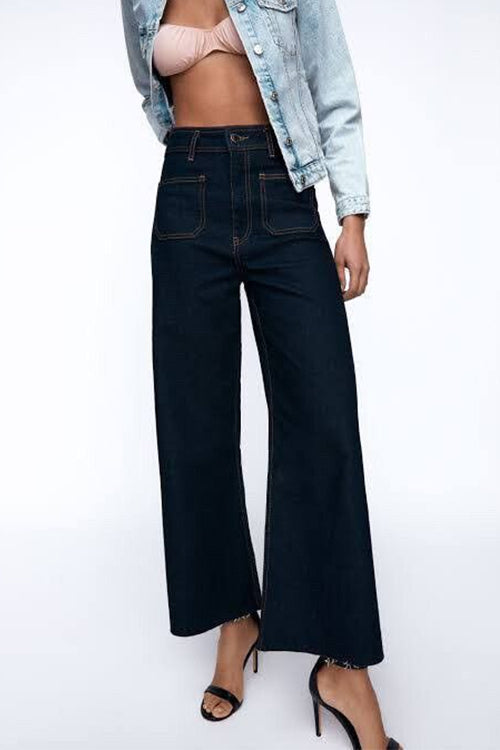 Rosiedress Straight Leg High Waist Pocketed Jeans