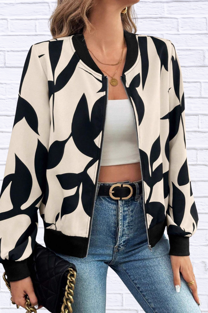 Printed Zip Up Long Sleeve Jacket
