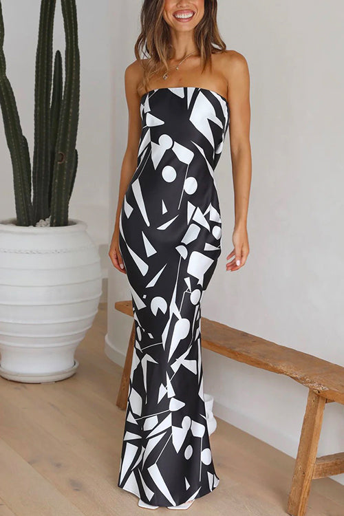 Rosiedress Off Shoulder Sleeveless Geometric Printed Maxi Party Dress