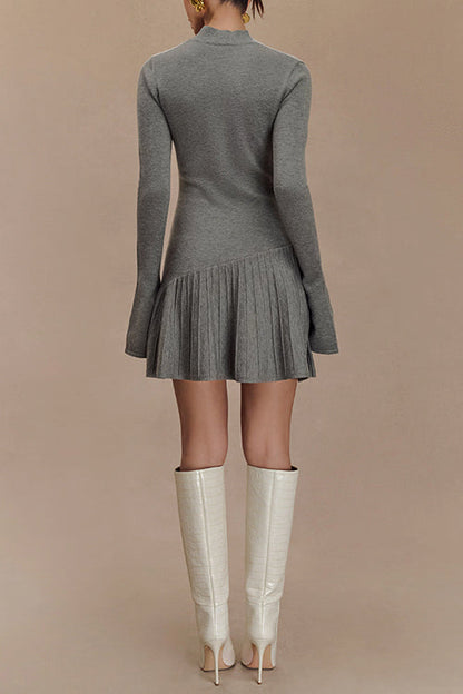 Rosiedress Mockneck Bell Sleeves Ruffle Mini Sweater Dress