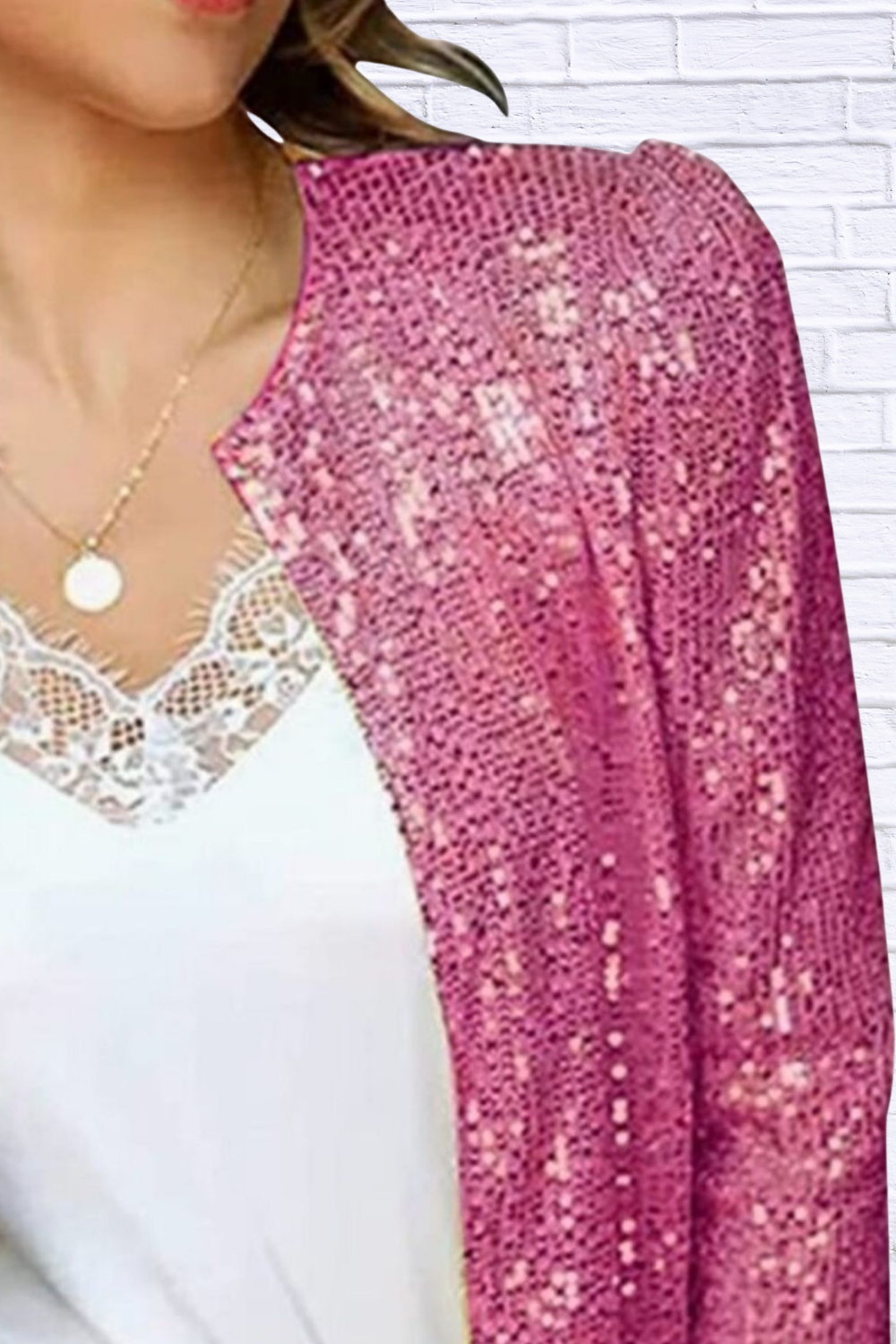 Full Size Sequin Long Sleeve Jacket Plus Size