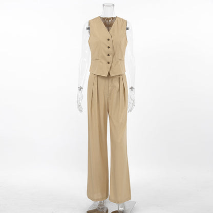 Solid Color Cotton Linen Casual Set