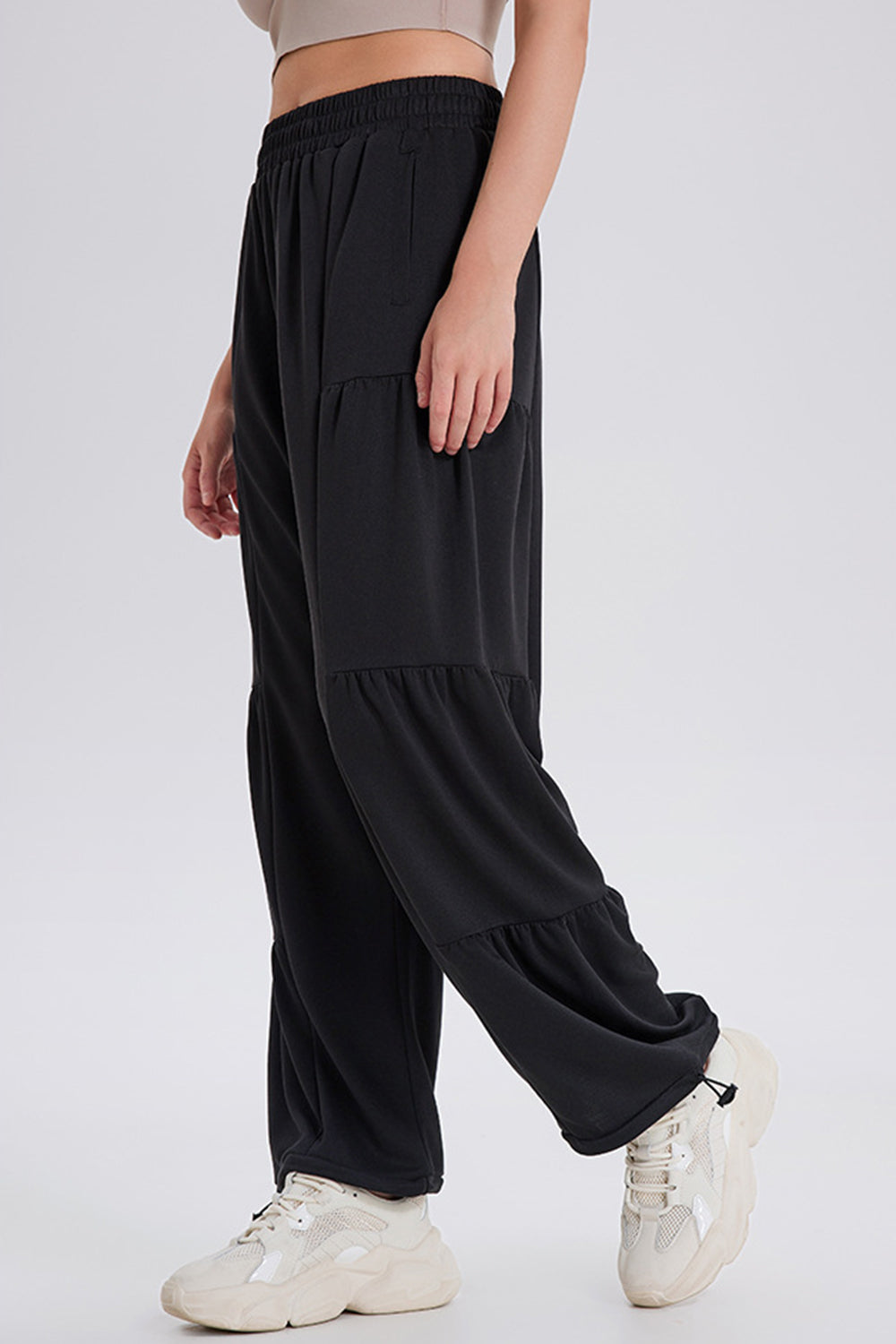 Blue Zone Planet | Basic Bae Drawstring Elastic Waist Ruched Joggers