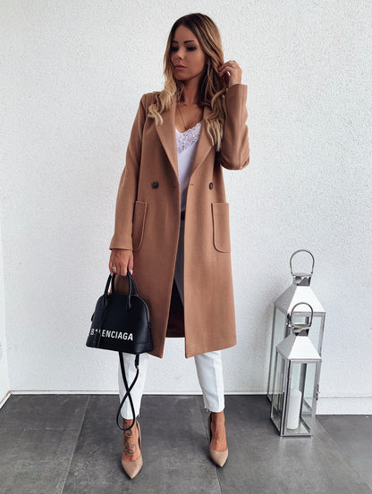 Double Pocket Woolen Long Sleeve Coat