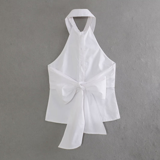 Hanging Collar Fabric Trench Coat Top