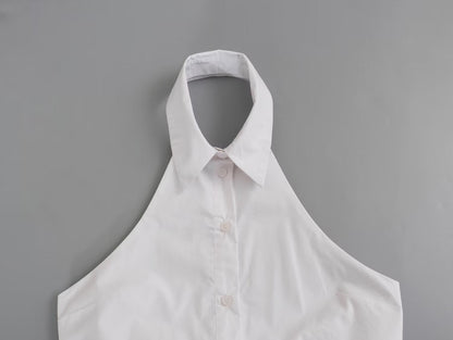 Hanging Collar Fabric Trench Coat Top