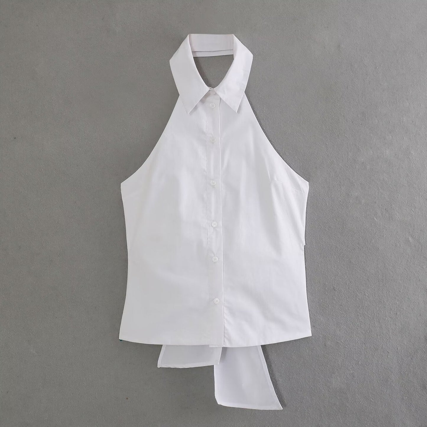 Hanging Collar Fabric Trench Coat Top