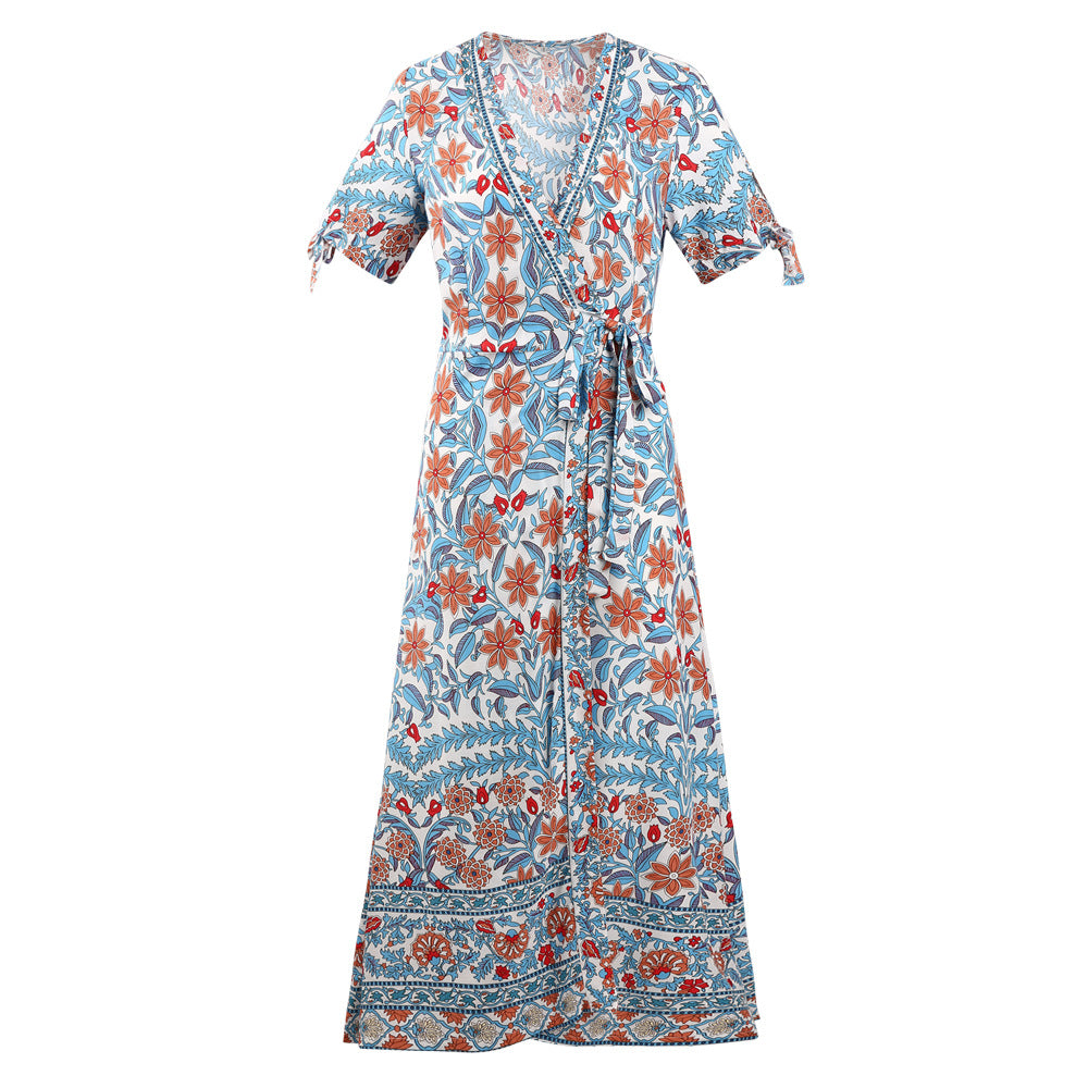 Nadia's Deep V-neck Midi Beach Dress