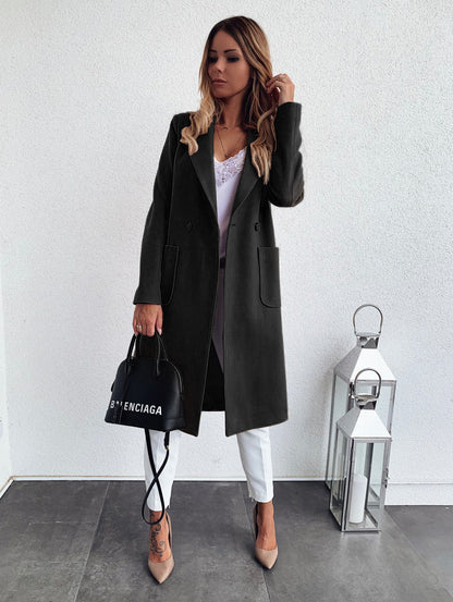 Double Pocket Woolen Long Sleeve Coat