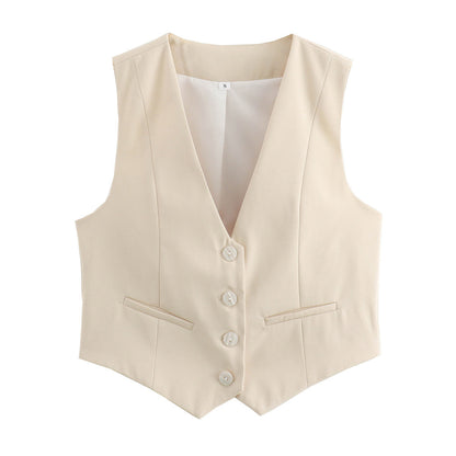 Retro Candy Color V-neck Vest Waistcoat
