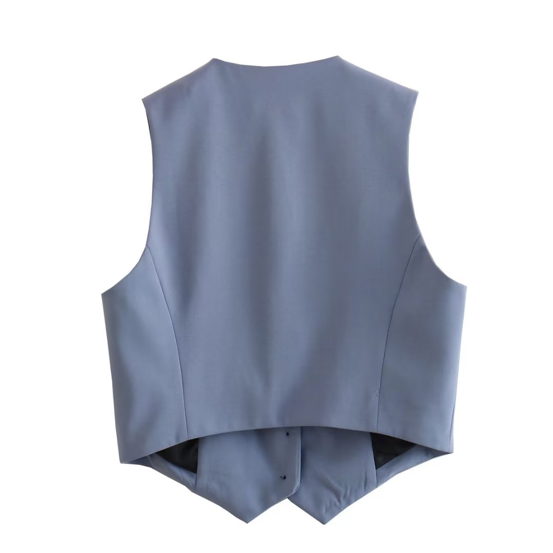 Retro Candy Color V-neck Vest Waistcoat