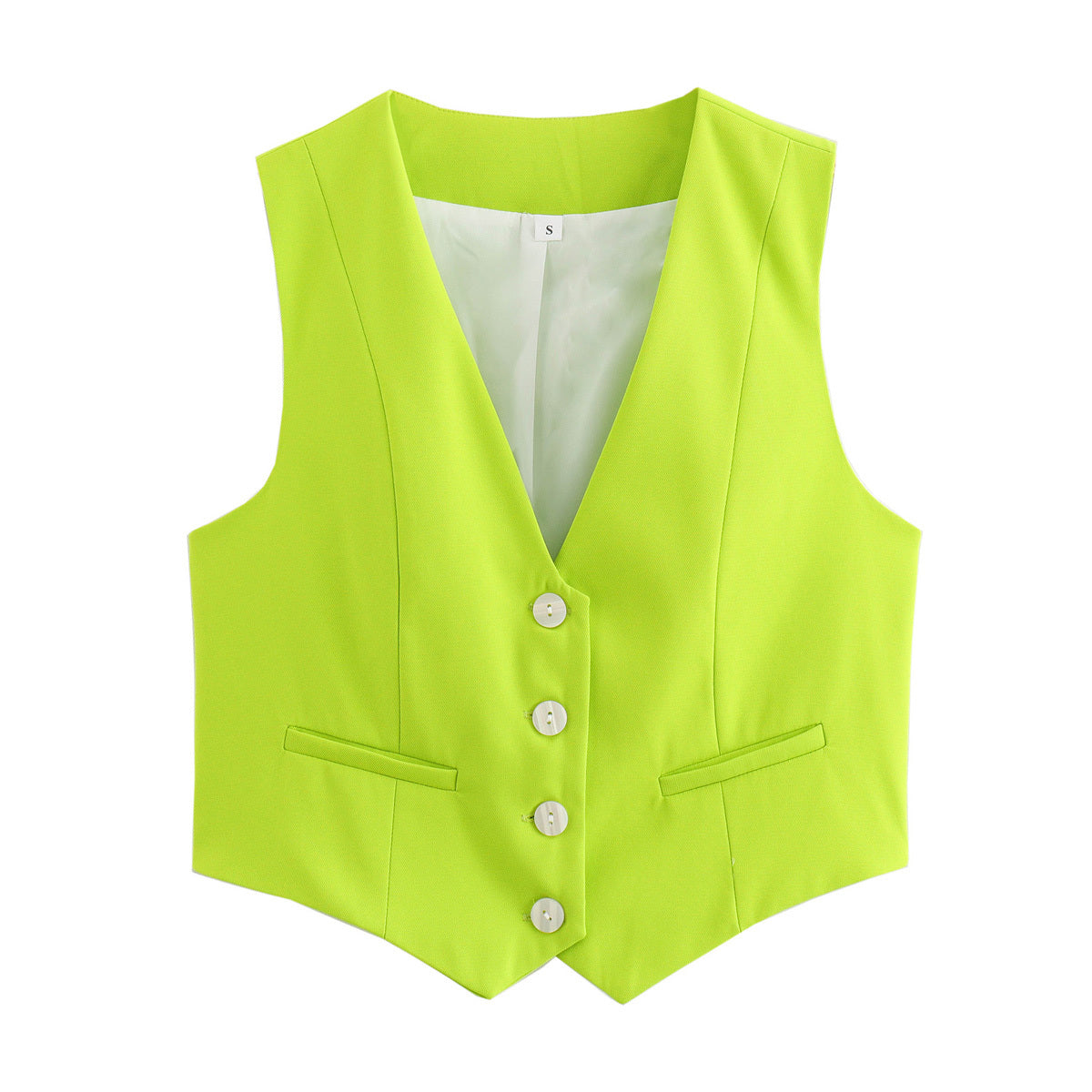 Retro Candy Color V-neck Vest Waistcoat