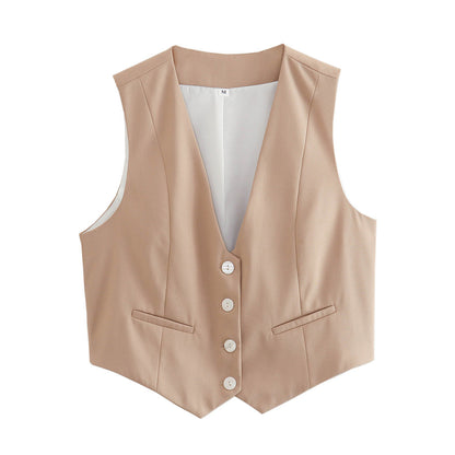 Retro Candy Color V-neck Vest Waistcoat