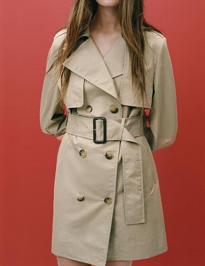 Elegant Double Breasted Trench Coat