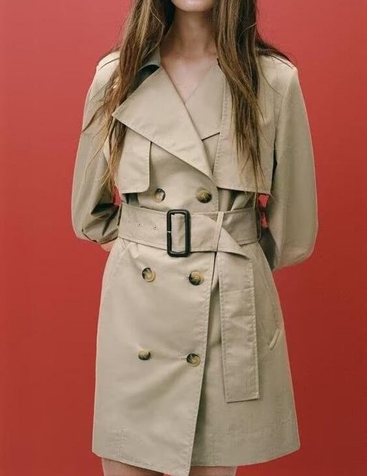 Elegant Double Breasted Trench Coat