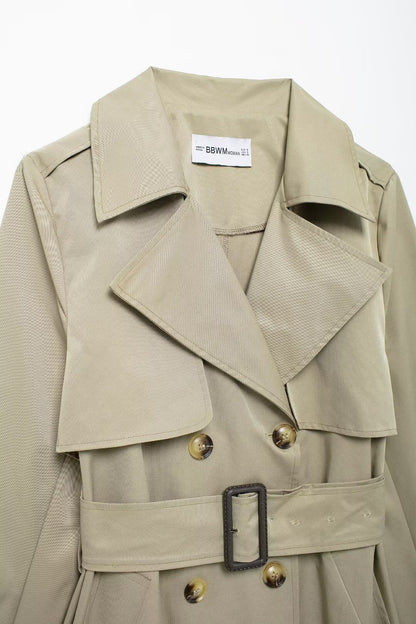 Elegant Double Breasted Trench Coat