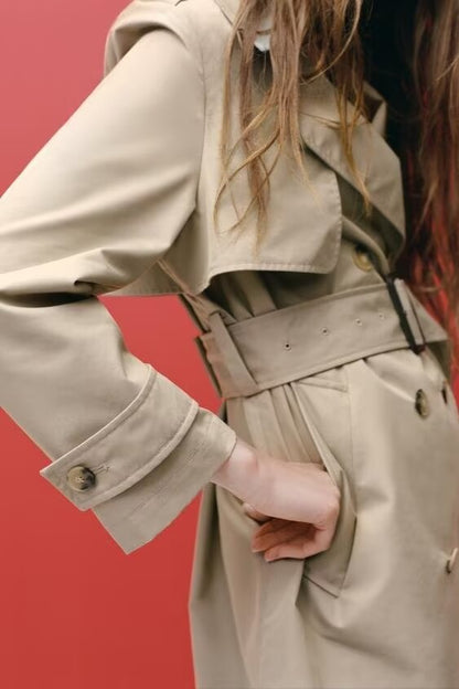 Elegant Double Breasted Trench Coat
