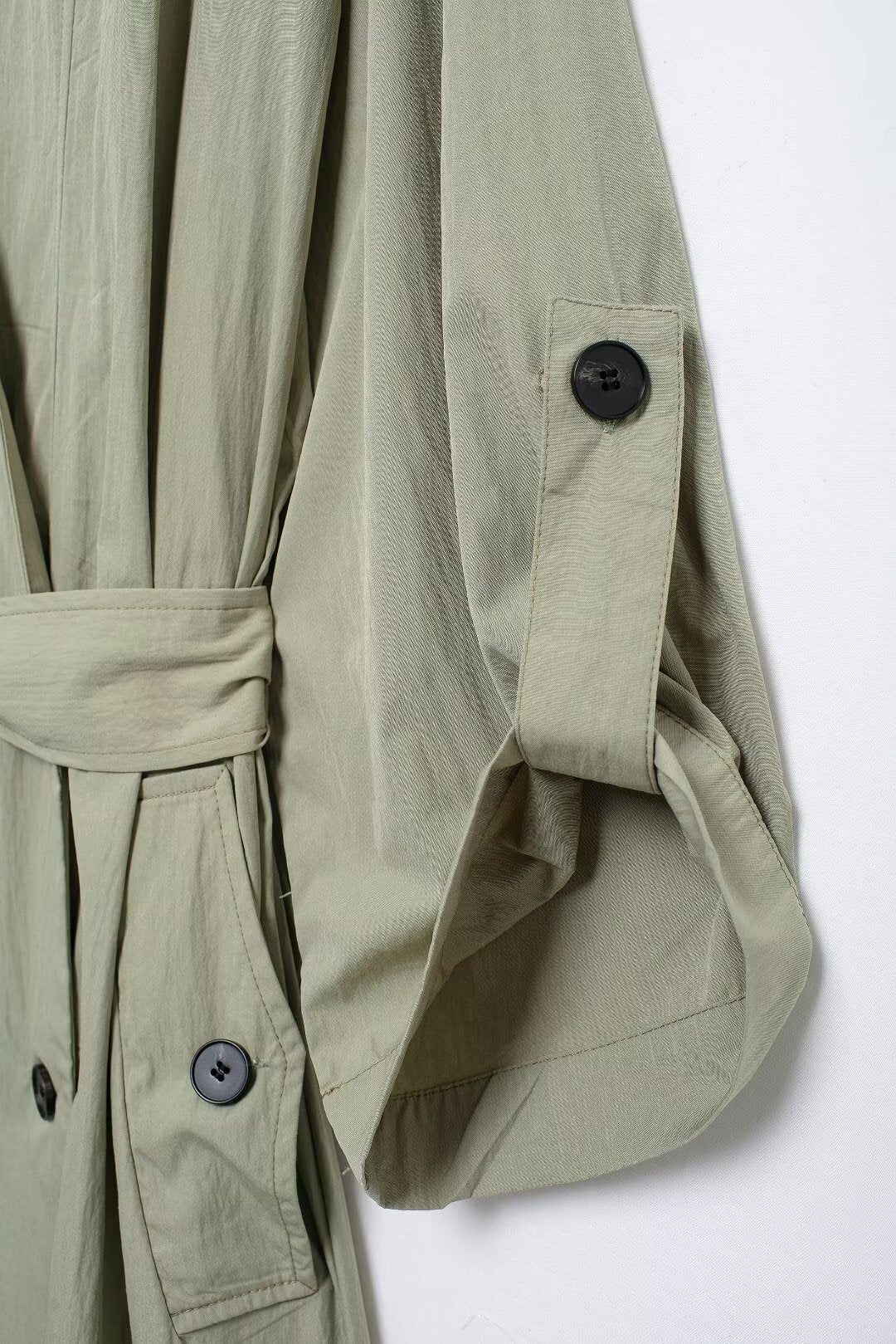 V Neck Lace Up Trench Coat