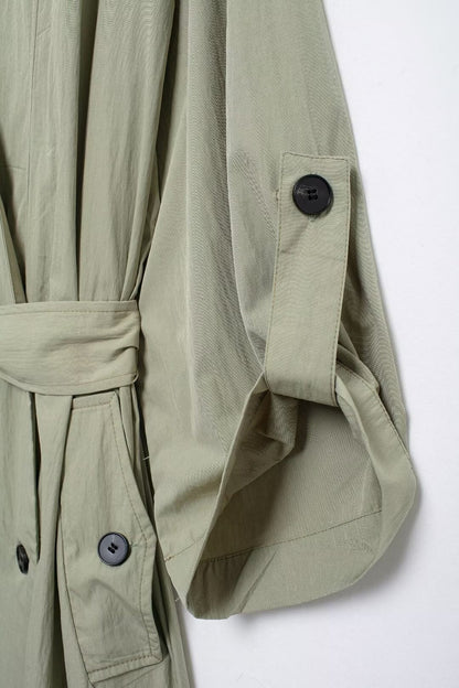 V Neck Lace Up Trench Coat