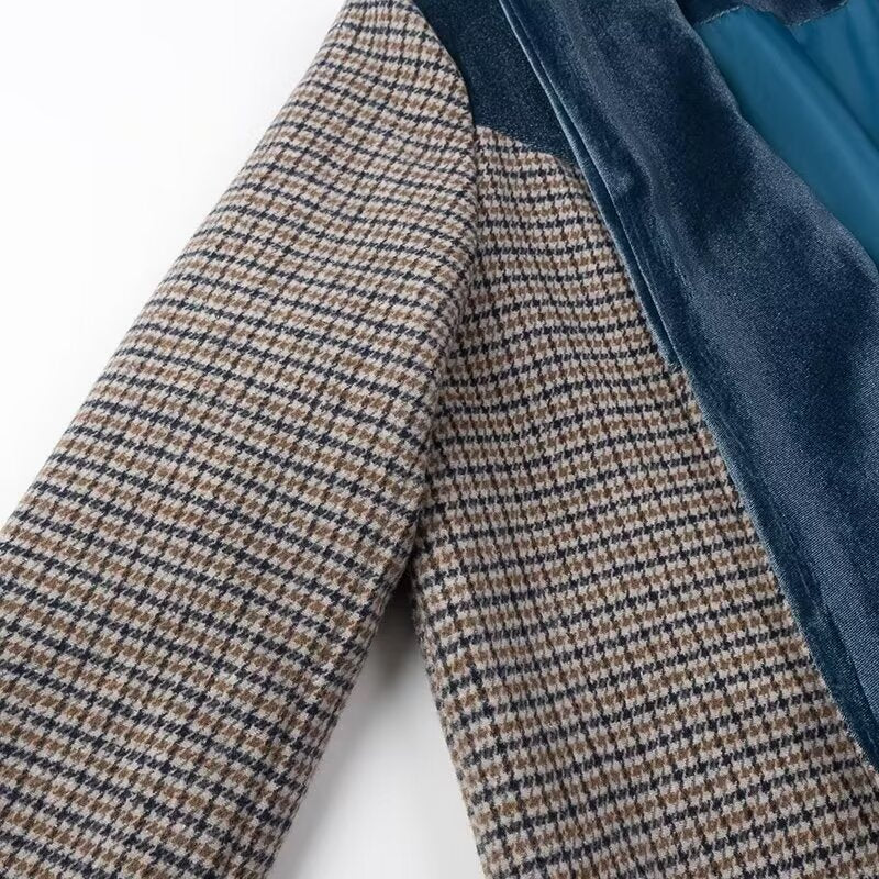 Checked Woolen Slim Coat