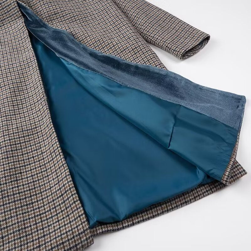 Checked Woolen Slim Coat