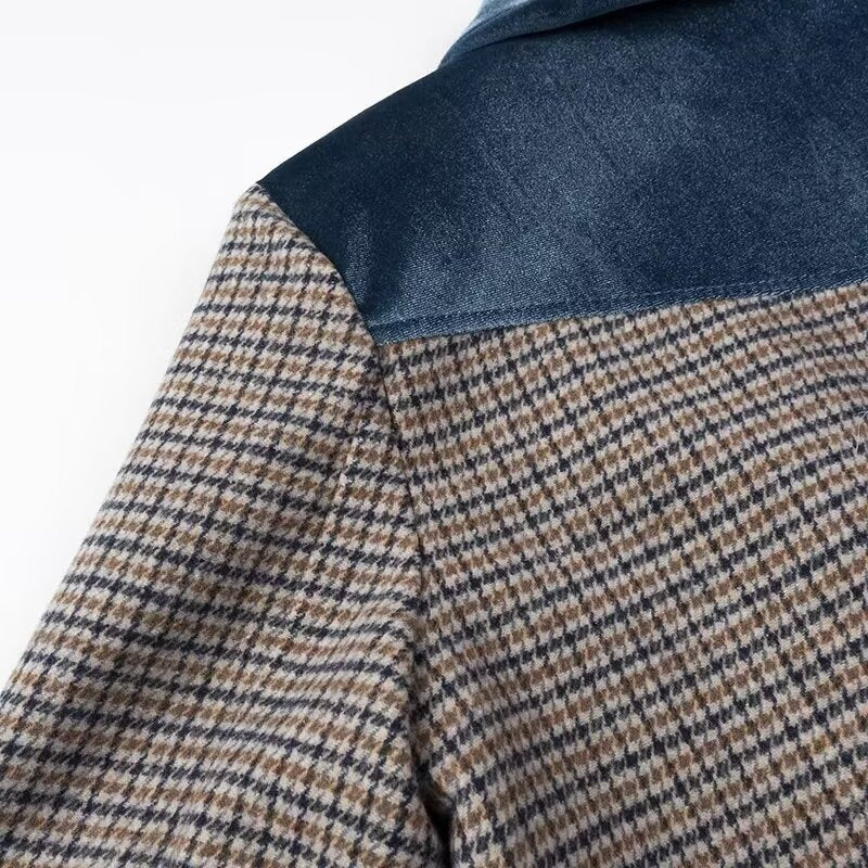 Checked Woolen Slim Coat