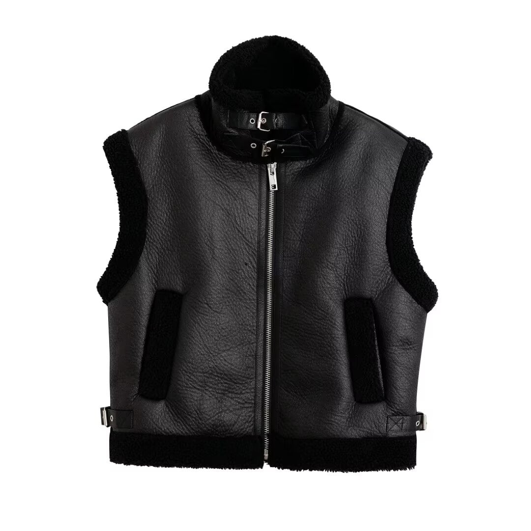 Faux Shearling Lamb Wool Vest Jacket