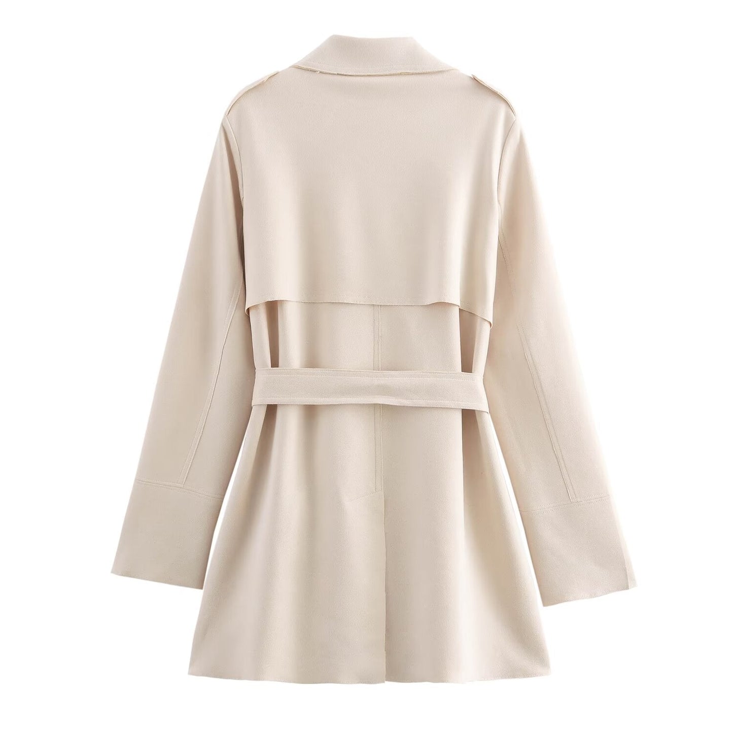 Suede Texture Effect Trench Coat