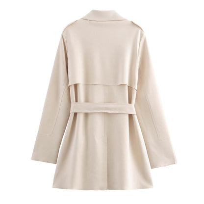 Suede Texture Effect Trench Coat