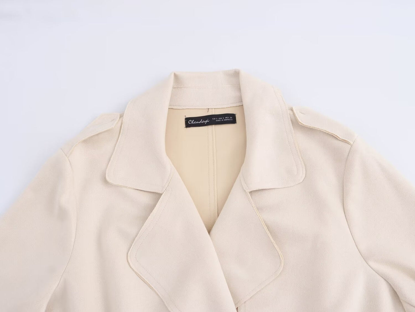 Suede Texture Effect Trench Coat