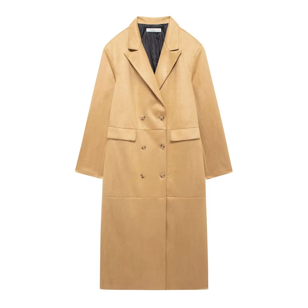 Suede Long Trench Coat
