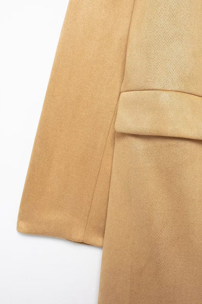 Suede Long Trench Coat