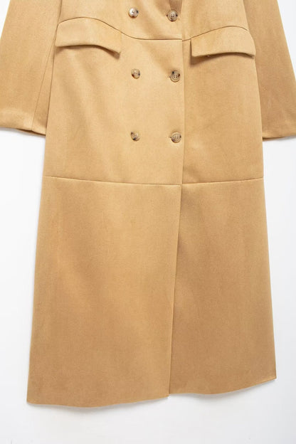 Suede Long Trench Coat